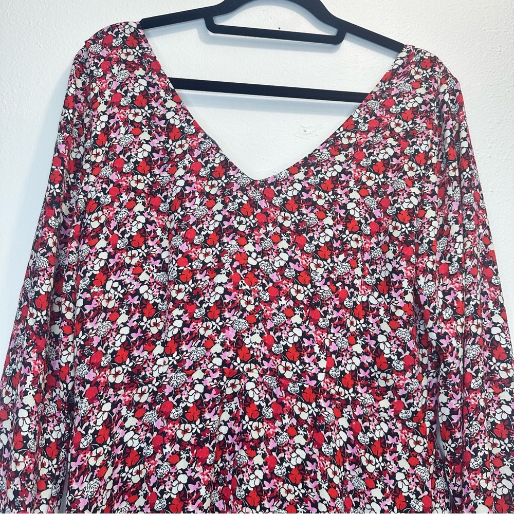 NWT Sanctuary Floral Chiffon Halter Neck Long Sleeve Front Cut-Out Dress Size 8 - Picture 9 of 15